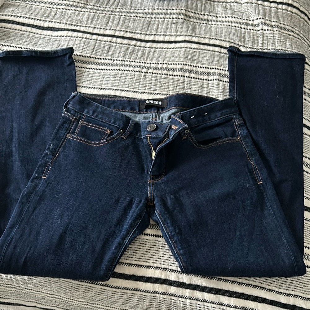 Barely boot low rise express jeans